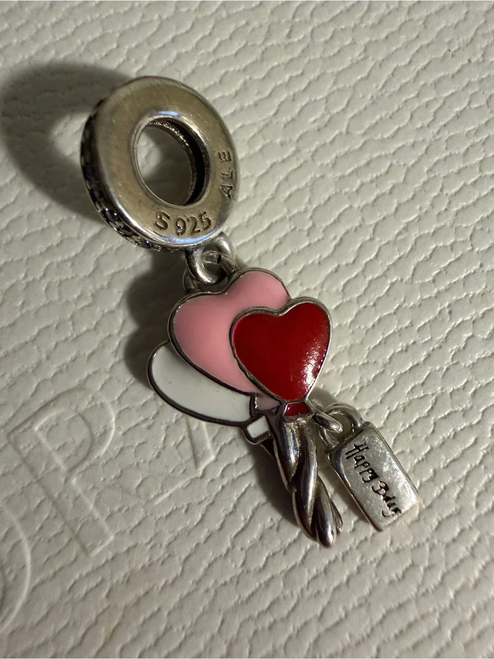 Pandora Sterling Heart Balloon Charm in Pink, Red, White
